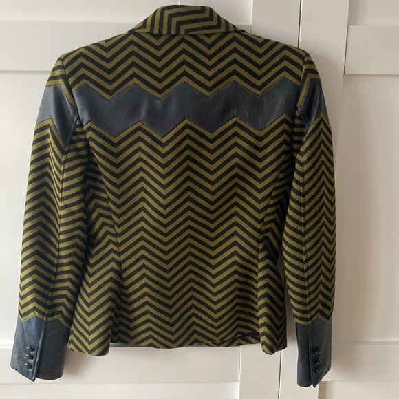EUC RARE 80s -90s JC de Castelbajac chevron jacket wool with leather accents - Picture 15 of 15